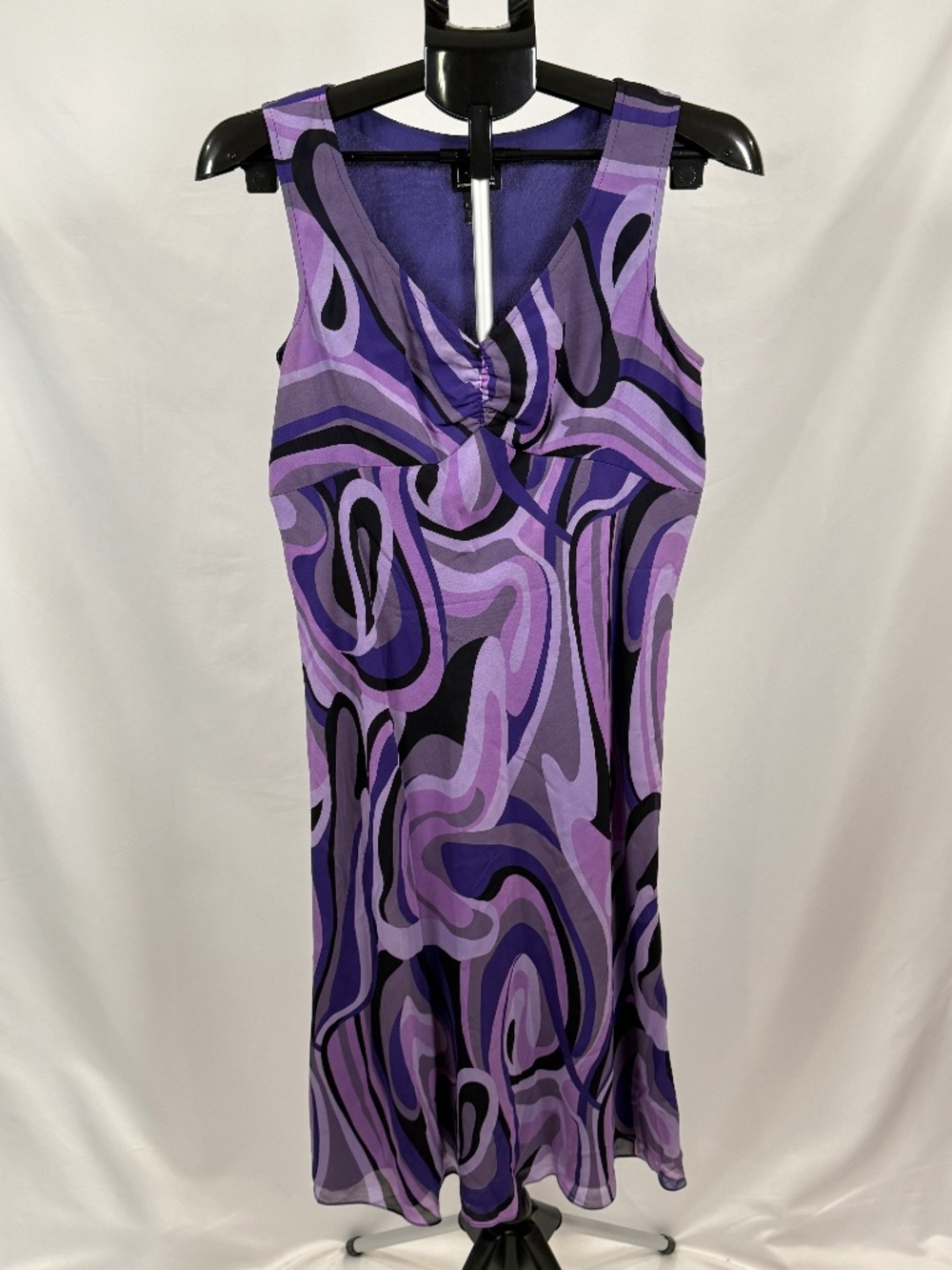 INC Purple Abstract Swirl Faux Wrap Cocktail Dress Size 10